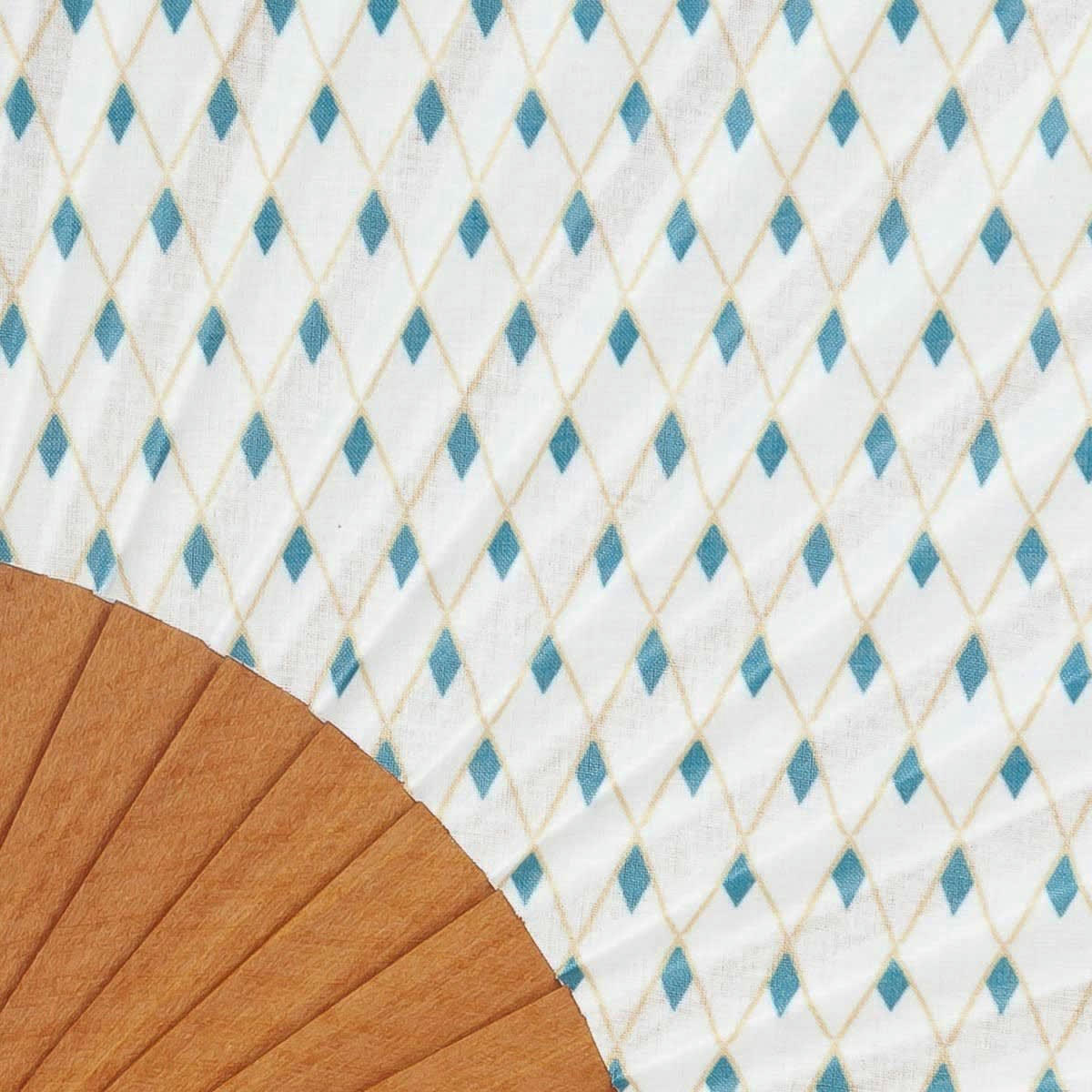 YOKO - Éventail en bois de merisier et coton motif graphique blanc