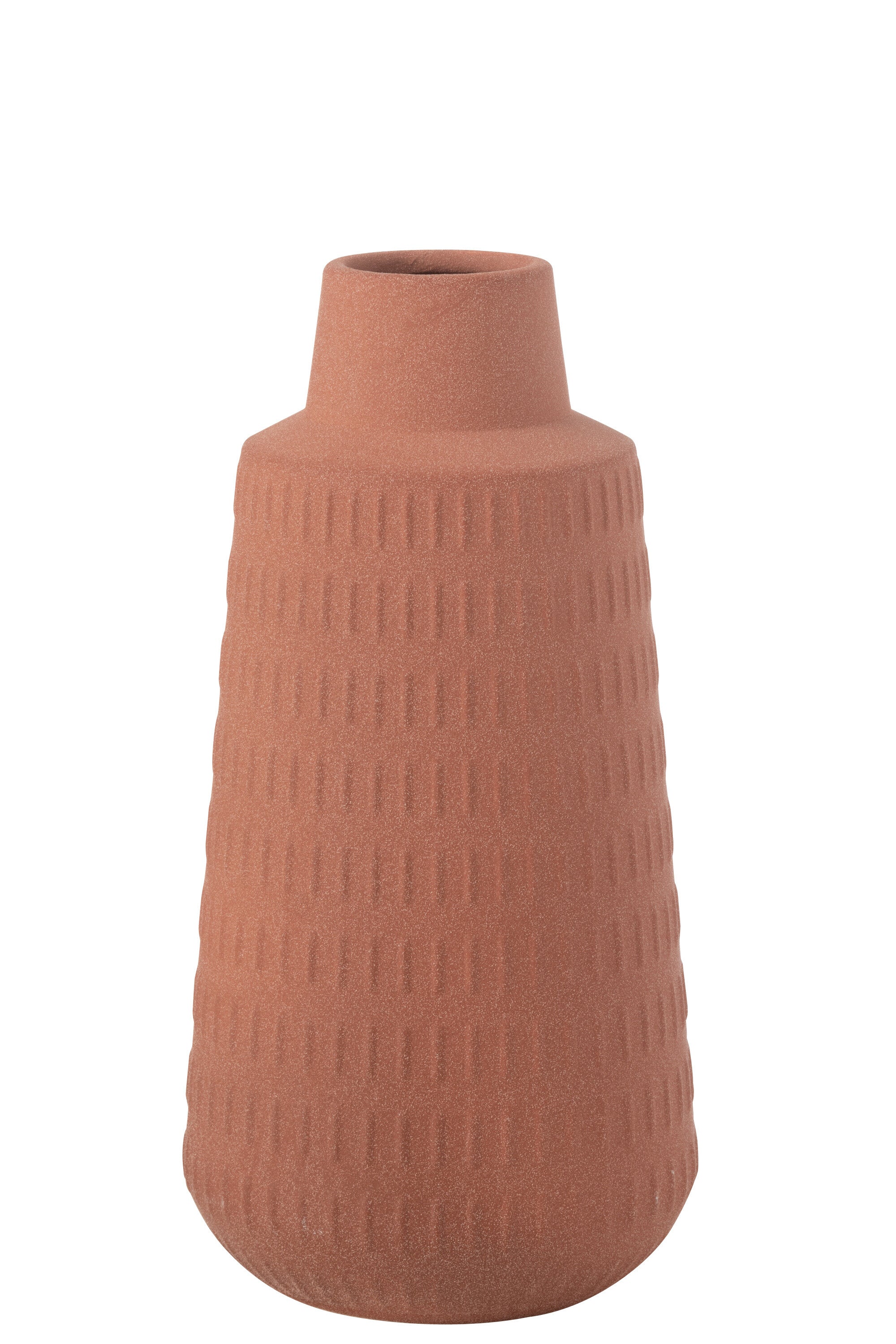 J-Line vaas Ria Gekerfd - porselein - terracotta - large - 31 cm hoog