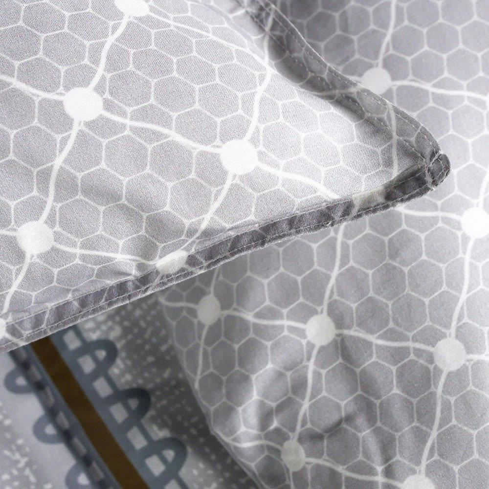 SUNSHINE - Parure de lit 2 personnes imprimé en Coton Gris 220x240 cm