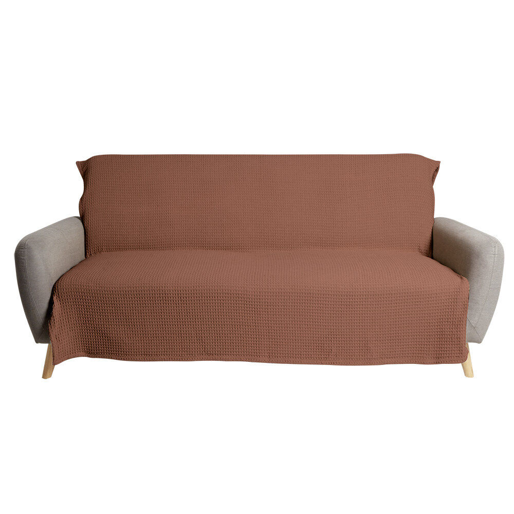 Jeté de canapé 170x250cm polycoton gaufré terracotta