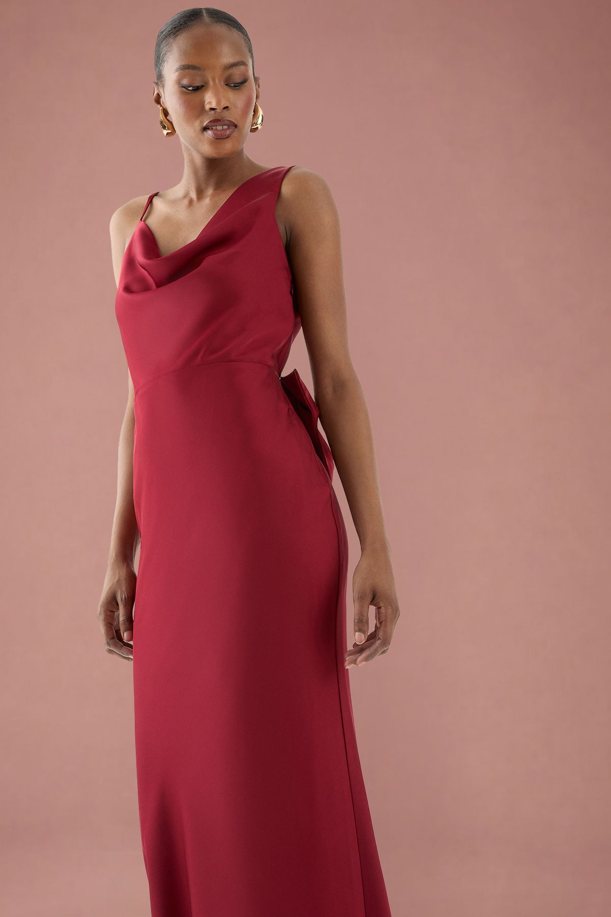 MissPap Asymmetric Bow Detail Bridesmaid Dress