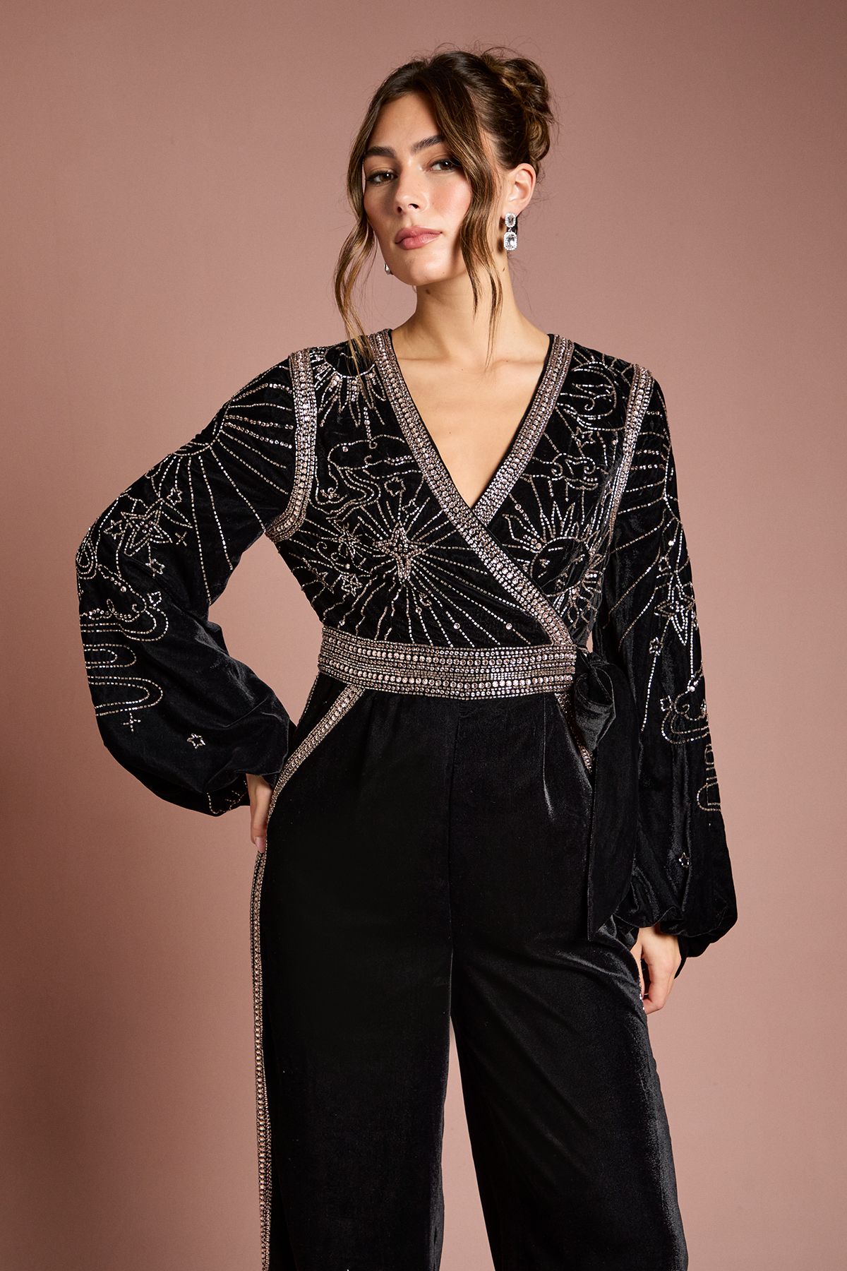 Coast Wrap Top Celestial Velvet Jumpsuit