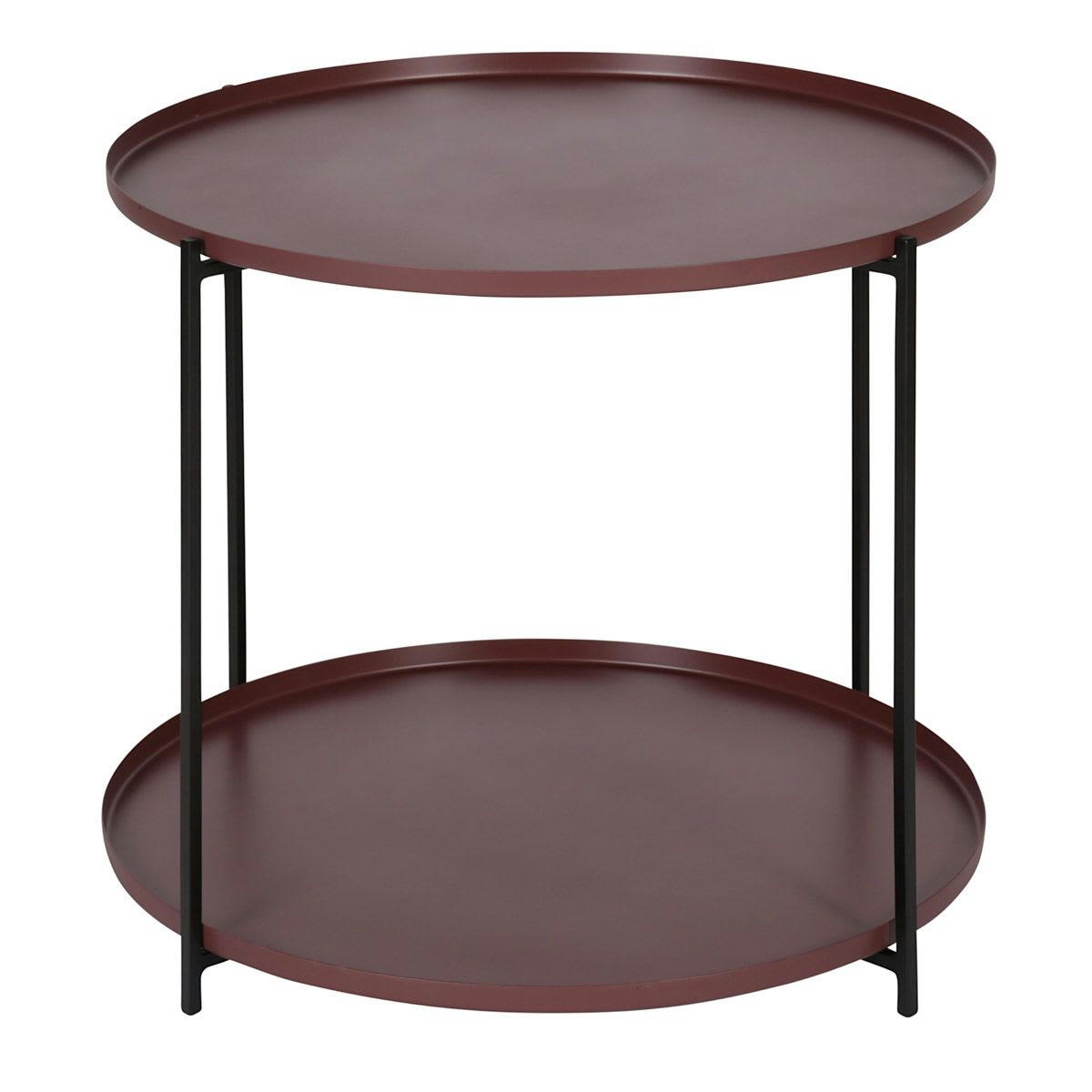 EDEN - Table basse métal prune ronde Ø56,5 cm deux plateaux