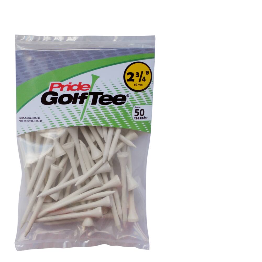 Pride Biodegradable Hardwood Golf Tee, 2-3/4-in, 50-pk, White