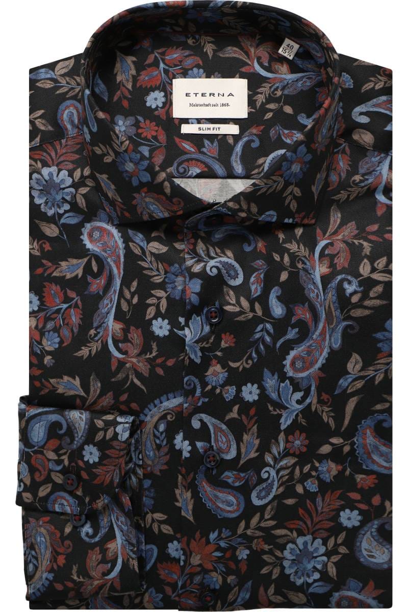 ETERNA Slim Fit Hemd blau, Paisley
