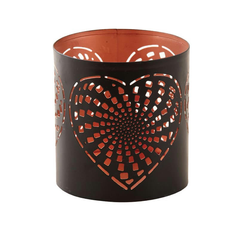 - Photophore métal cœurs noir et or