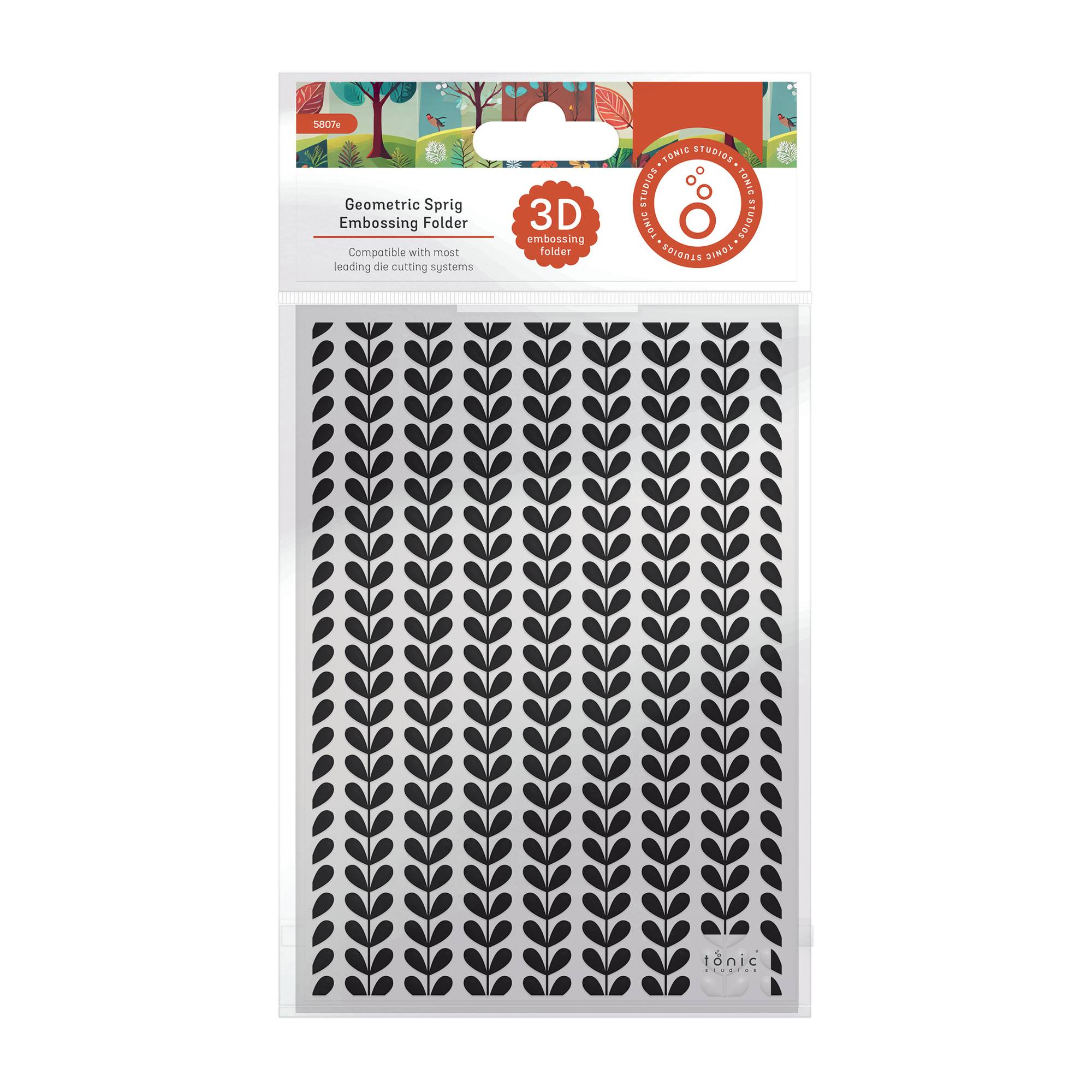 Tonic Studios Geometric Sprig Embossing Folder 5 x 7 Inches