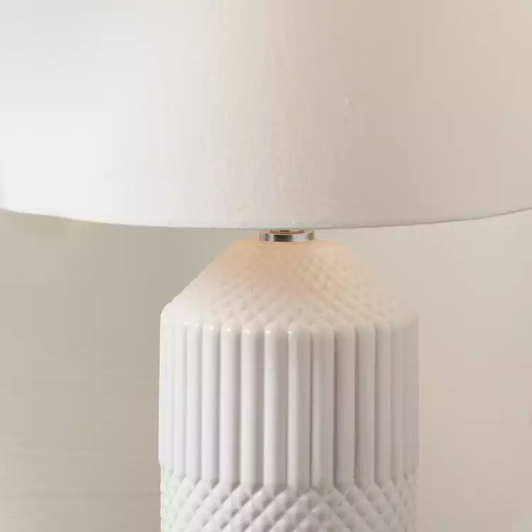 Pacific Meribel Ceramic Geo Textured Tall Table Lamp - White