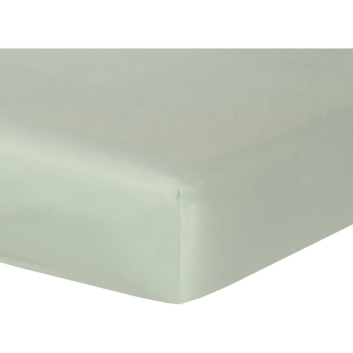 JULIA - Drap housse satin de coton  160x200x30 vert amande