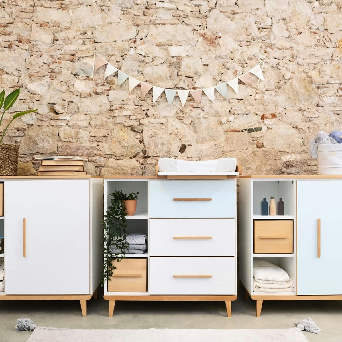 NADO - Commode 3 tiroirs bleu ciel