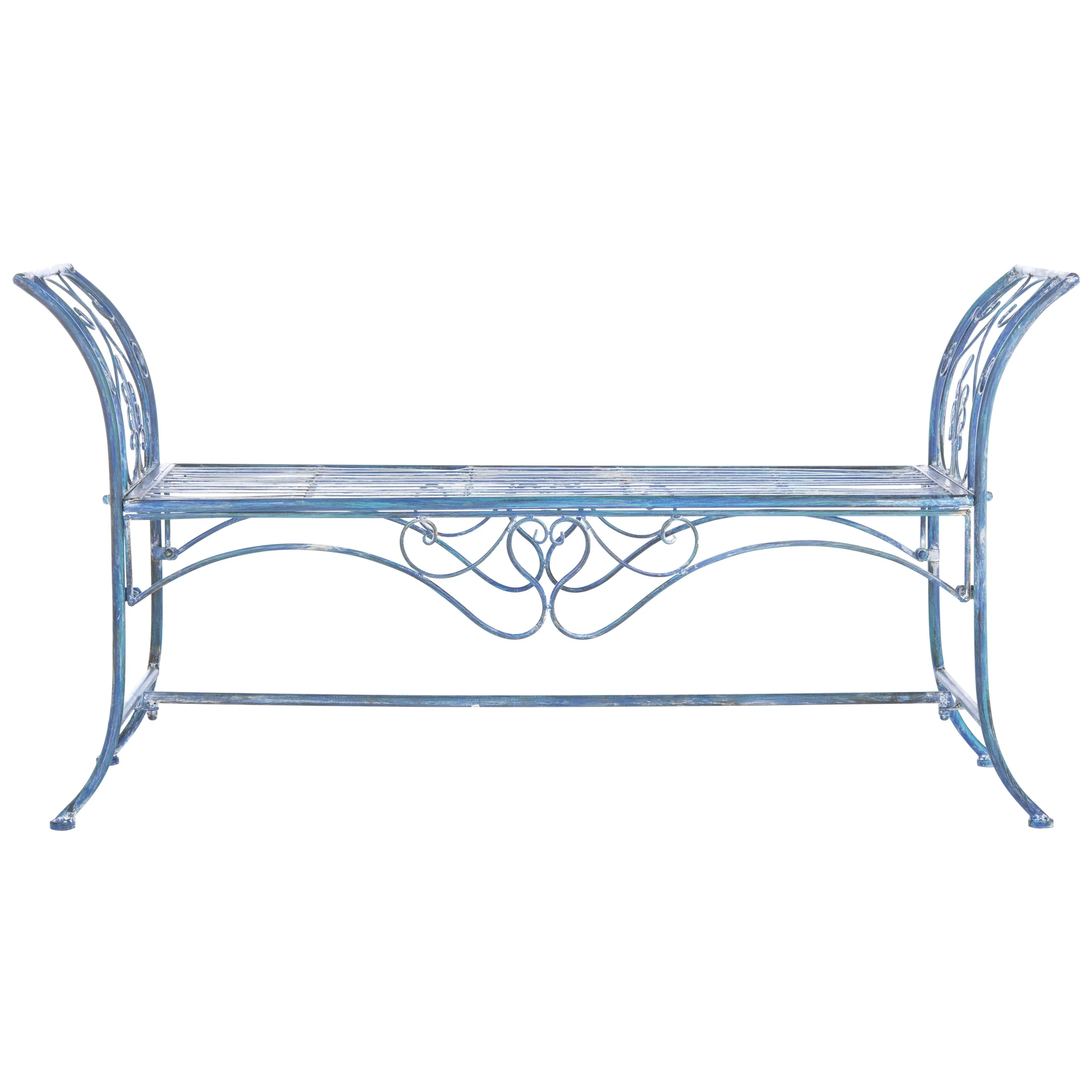 SAFAVIEH Adina Victorian Wrought Iron 51-inch Outdoor Garden Bench. - 51W x 16D x 27H