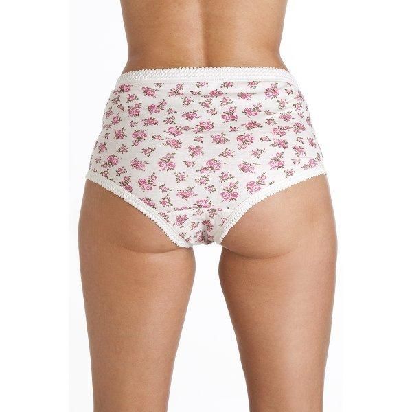 Camille Three Pack High Waisted Comfort Briefs With Frilled Waist Line and Centre Bow