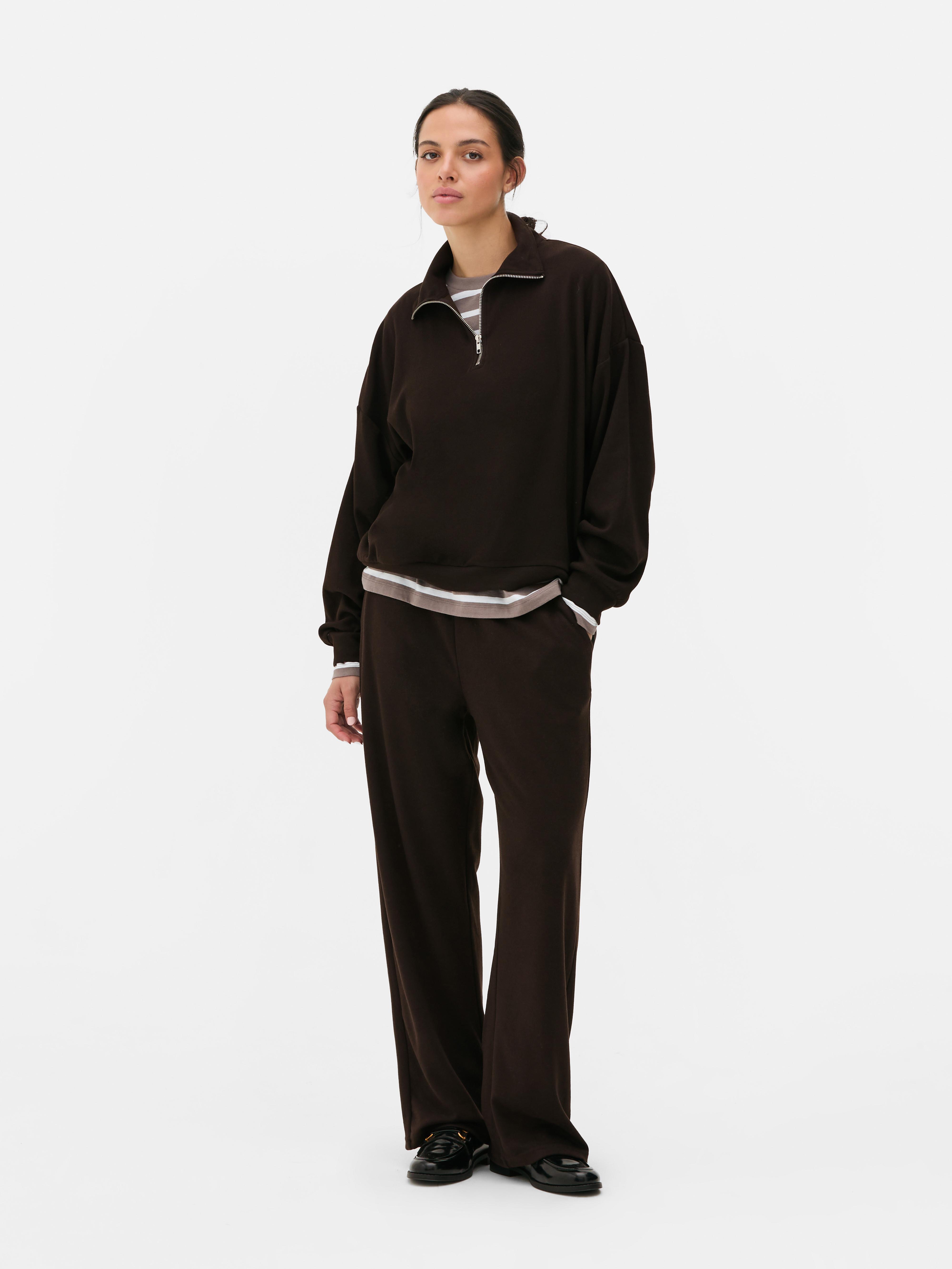 Ribbed Half Zip Sweatshirt