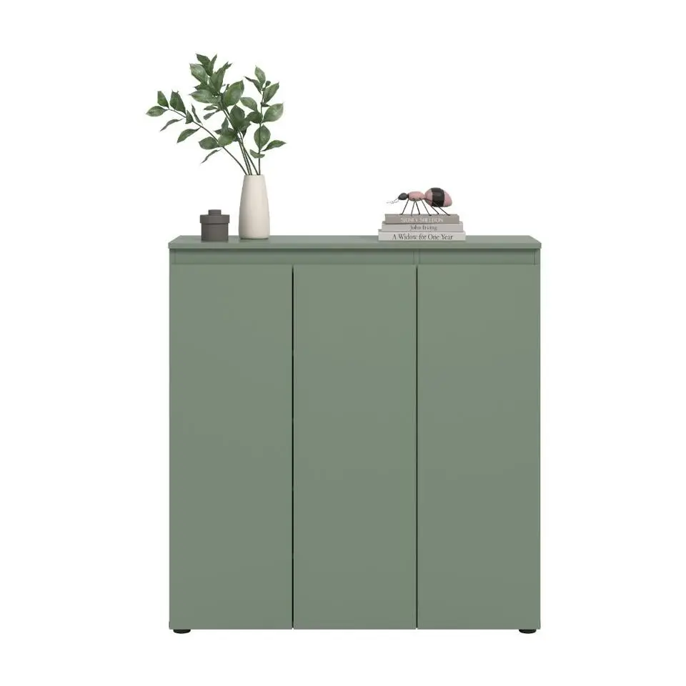 Hioshop Scarpa dressoir 3 deuren stoffig groen