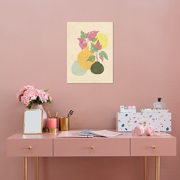Affiche vases et plantes pastel sur fond beige l.30 x l.40 cm Dada Art