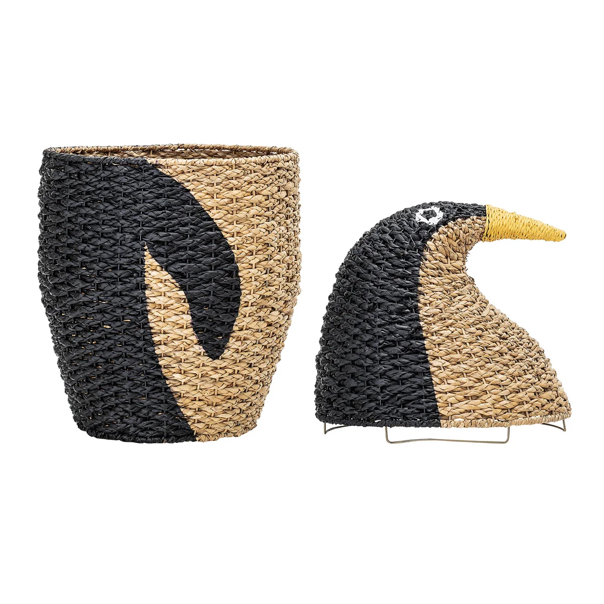 Bloomingville - Aufbewahrungskorb Pinguin, Ø 37 x H 69 cm, natur / schwarz
