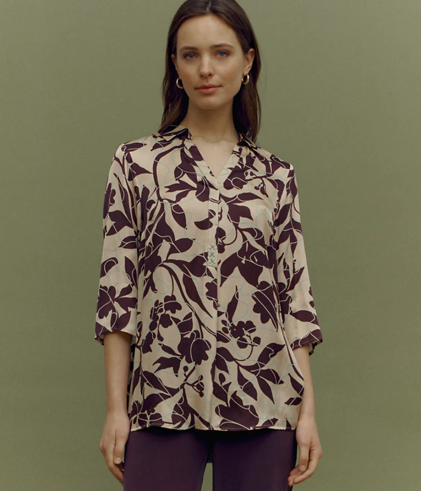 Tunique imprimée en satin de viscose CITATION/85053/542