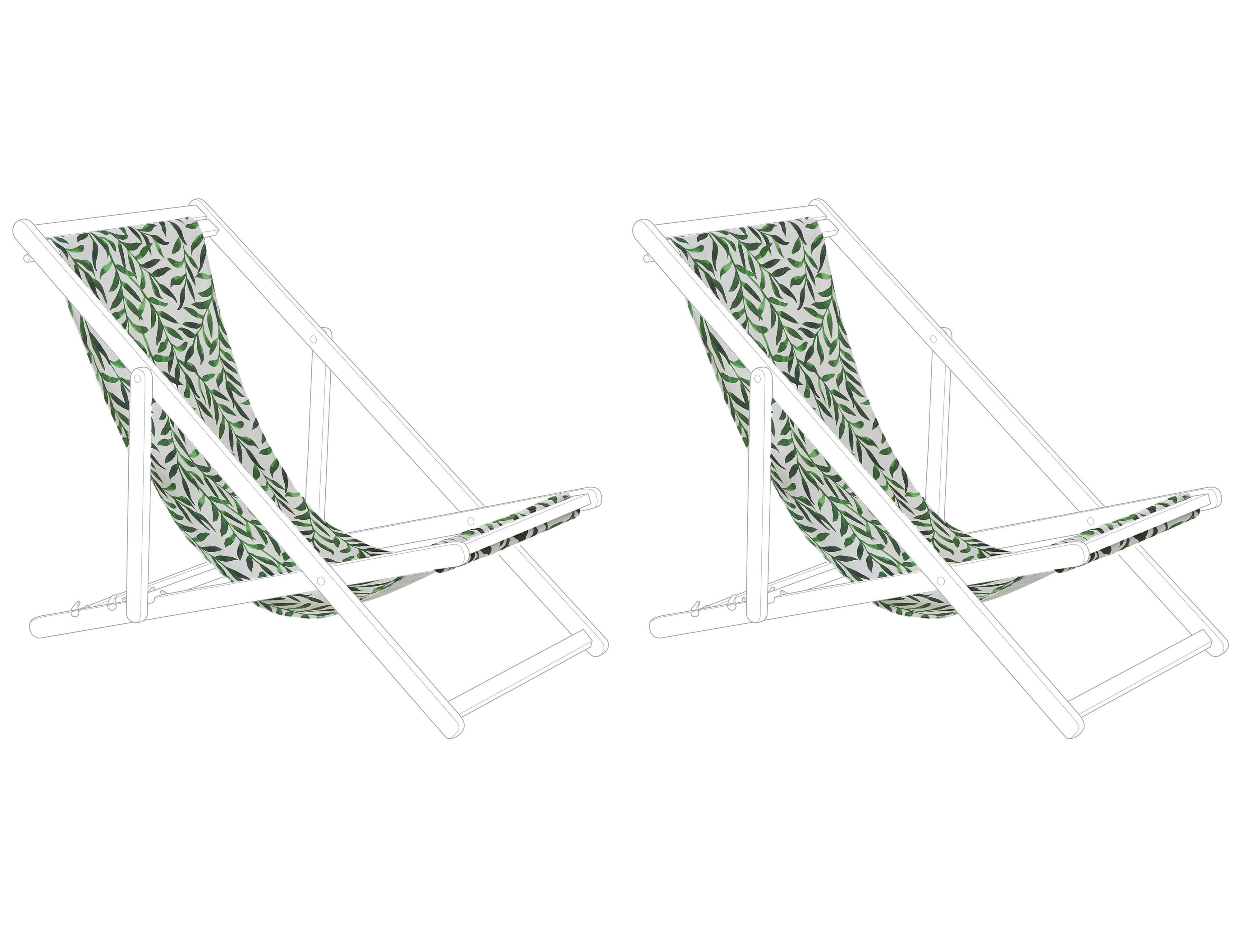 Set of 2 Sun Lounger Replacement Fabrics ANZIO/AVELLINO 113 x 44 cm Green