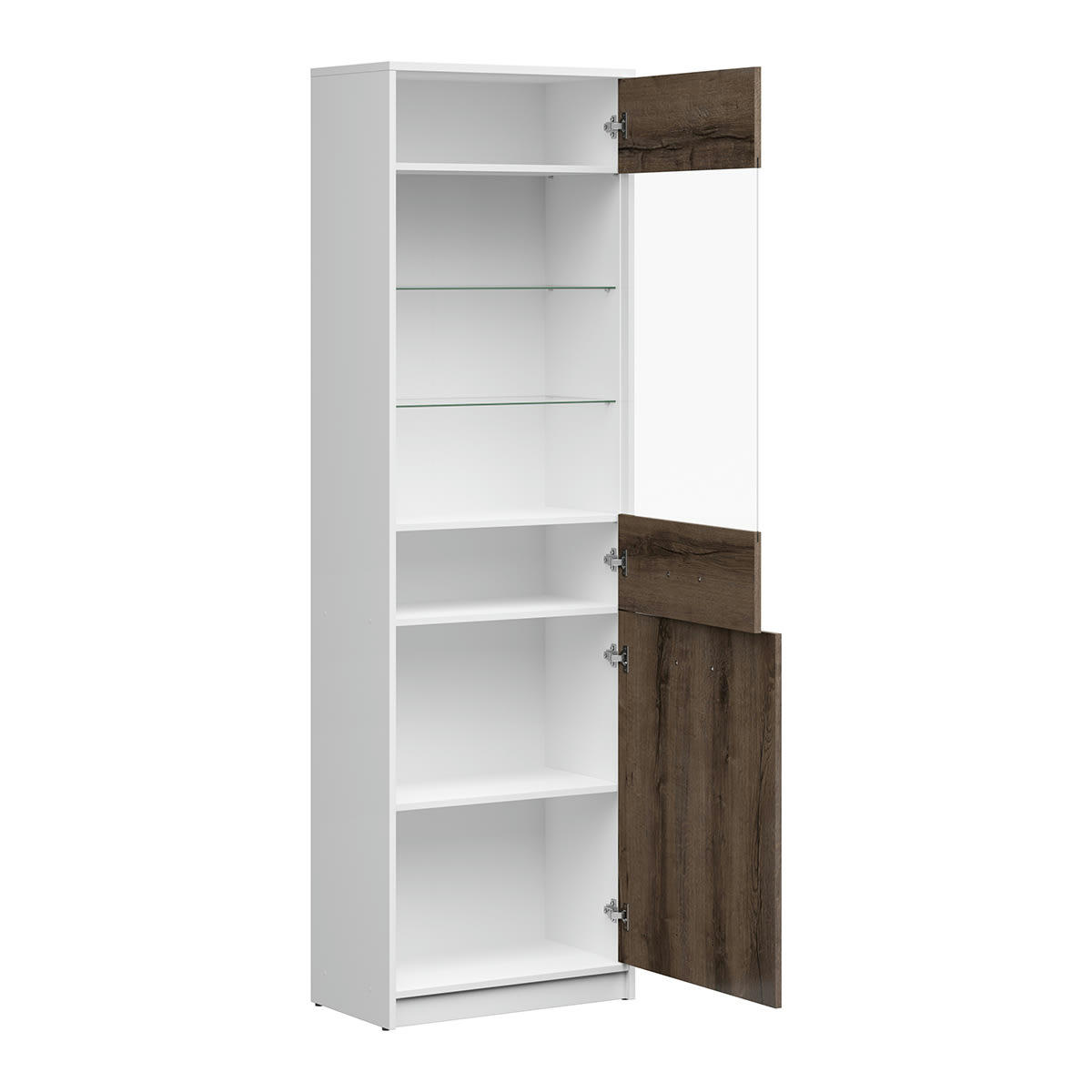 - Vitrine 2 portes stratifiés naturel foncé et blanc