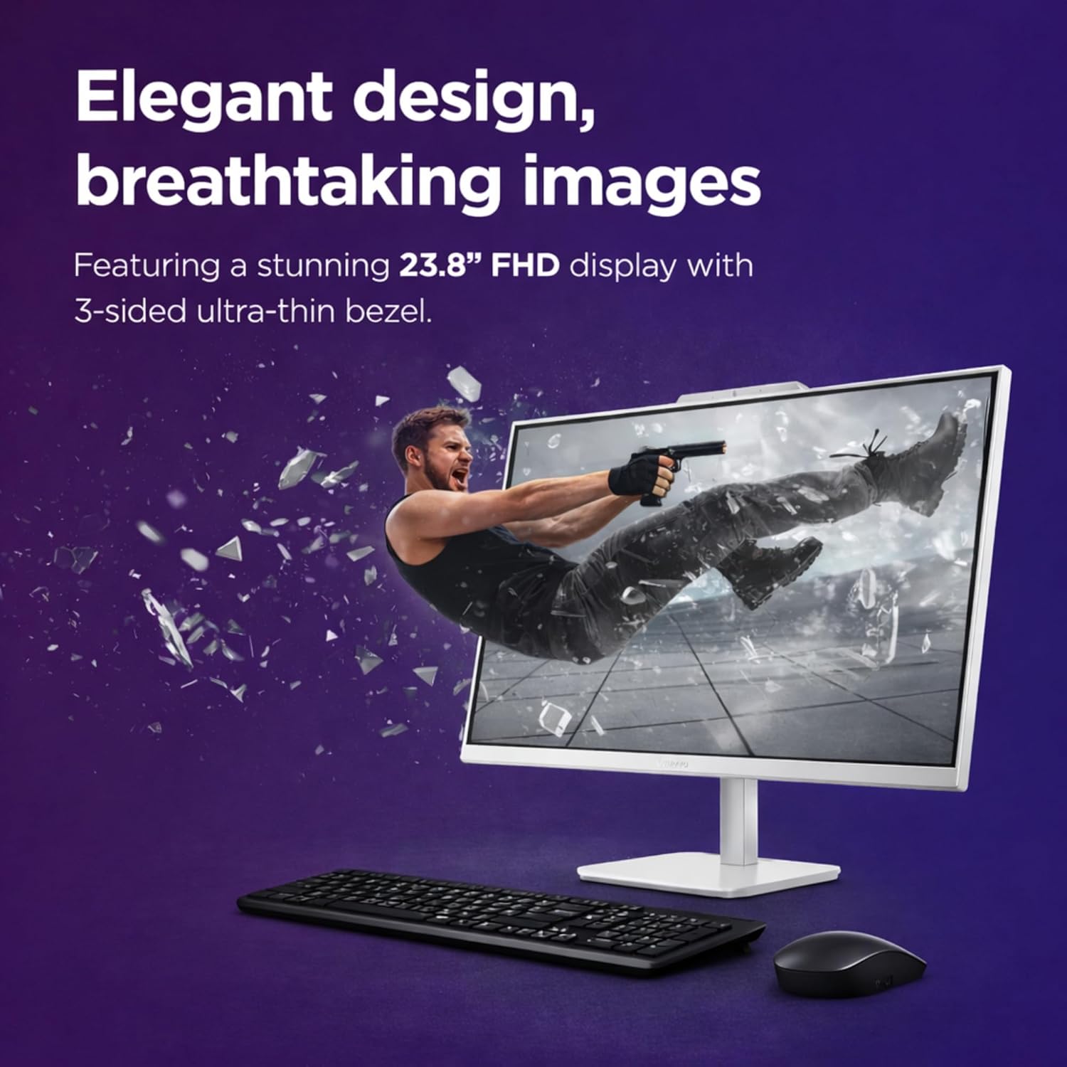 Lenovo 24 FHD All-in-One (AIO) Desktop - 16GB RAM - 512GB SSD - Intel Core - Office 365 for The Web | Stylish & Sleek - Stunning Display - Easy Task Management & Clear Calls - Fast & Quick Access