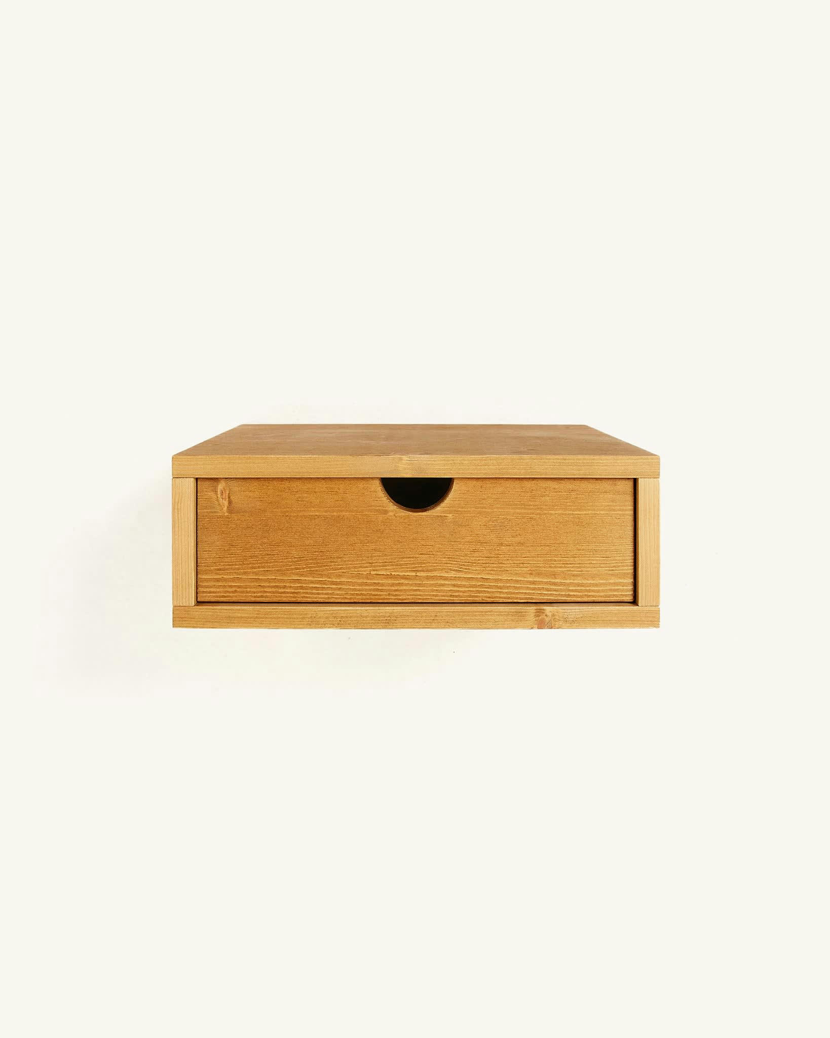 ANEU - Table de chevet flottante en bois de couleur marron clair