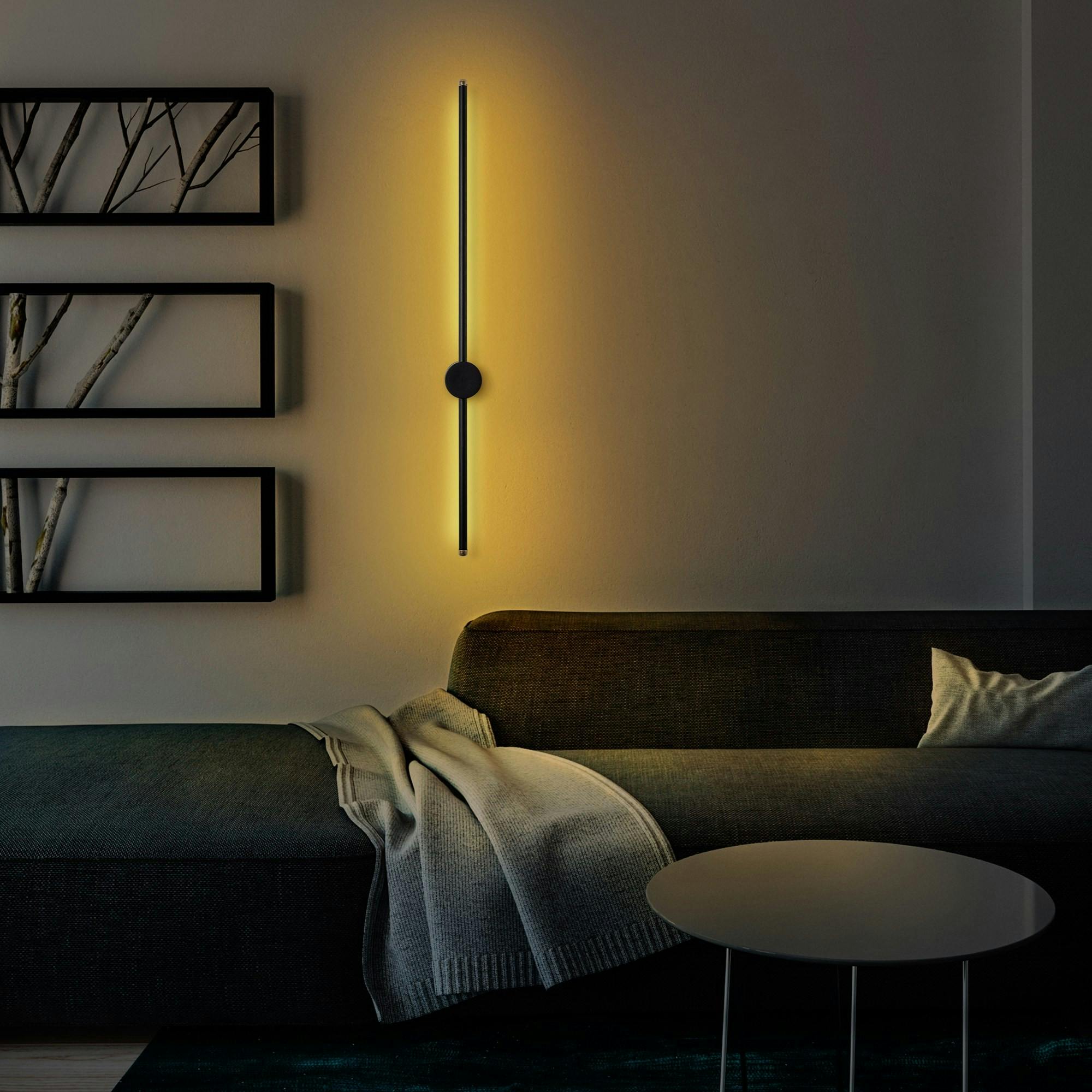 Applique murale LED design, 1 tige noire verticale VIESTE