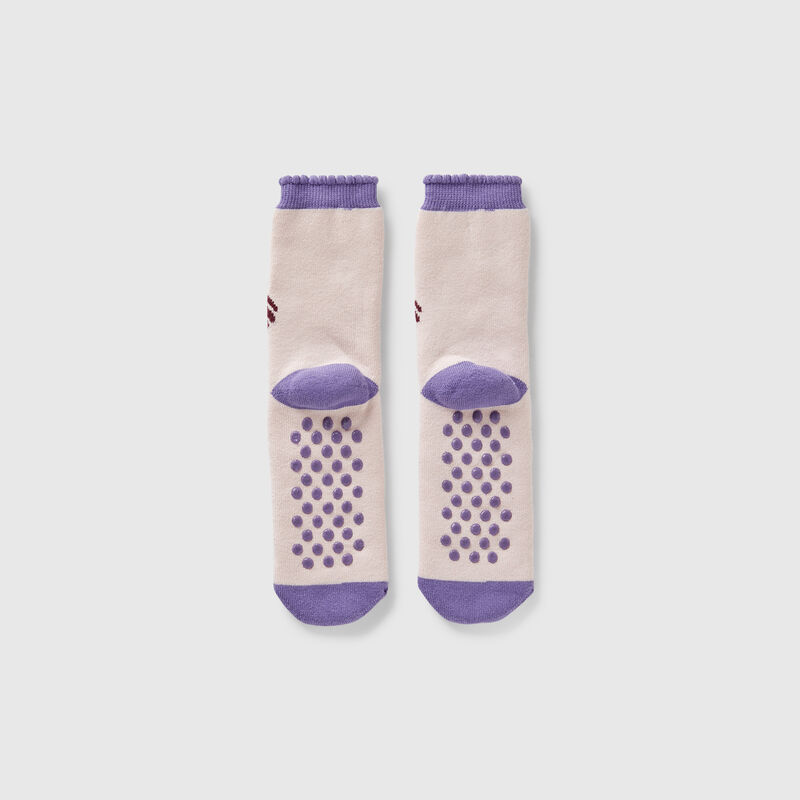Pink non-slip socks with doll inlay