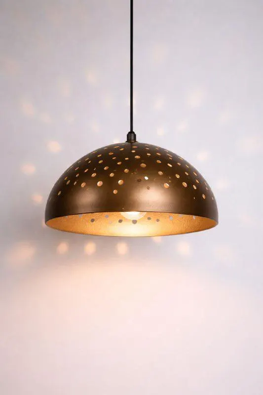 Handmade Brass Dome Pendant Light, Perforated Ceiling Lamp, Modern Hanging Light Fixture, Rustic Kitchen Island Dining Room Lighting