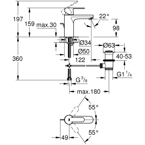 Waschtischbatterie »Get«, Metall, verchromt, 1 1/4