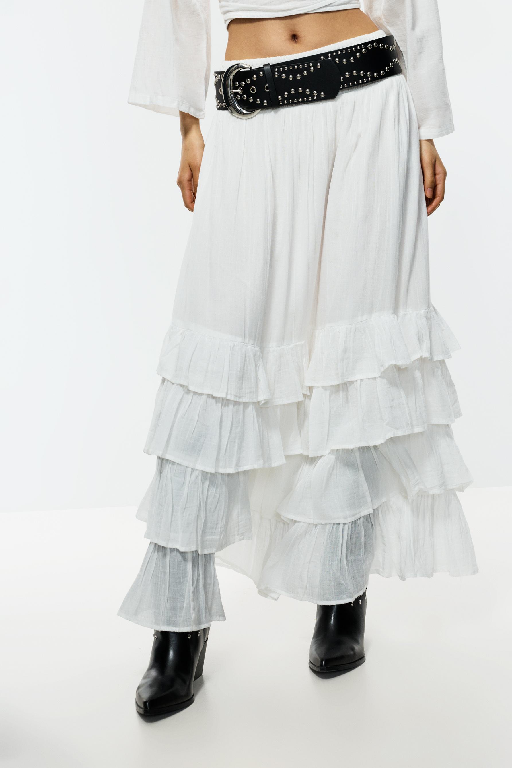 Falda midi volantes