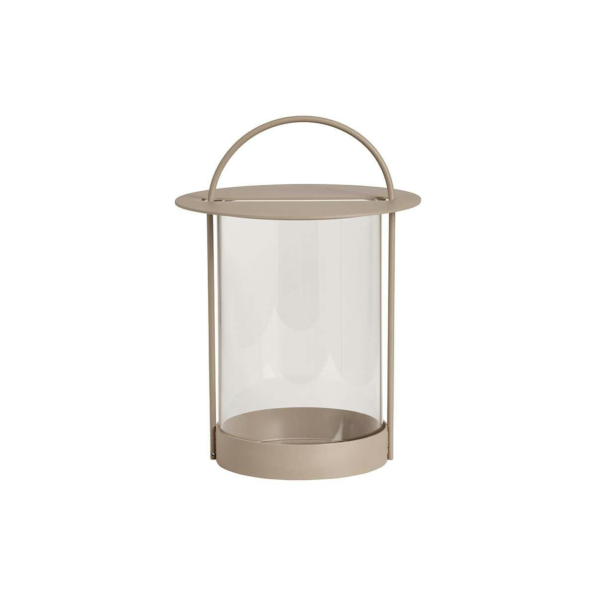 MAKI - Lanterne gris en métal et en verre Ø20,5xH29cm