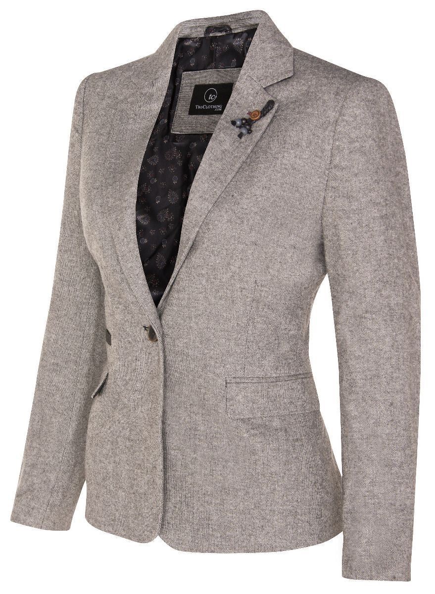 Infinity Leather Tweed 1920s Herringbone Blazer