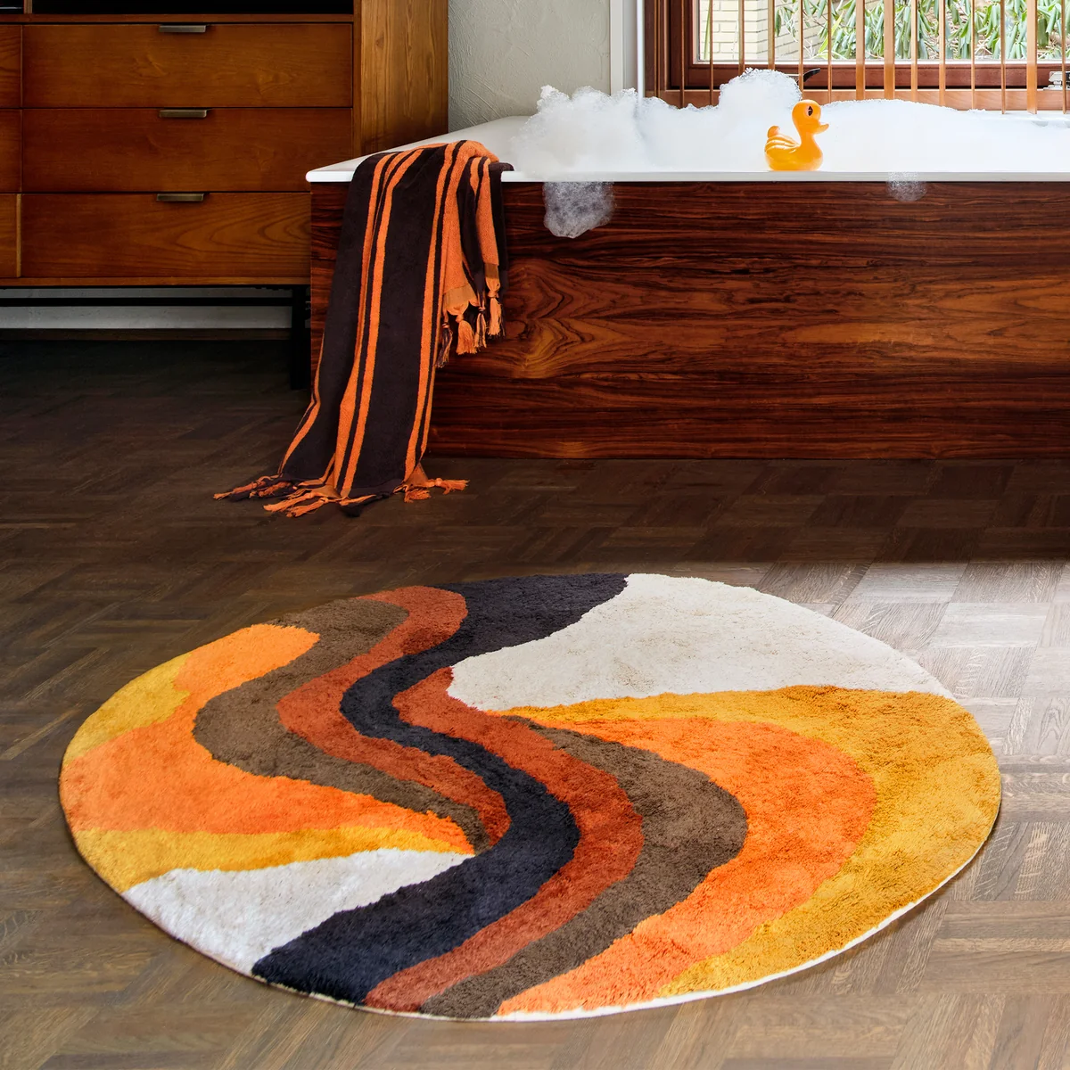HKliving - Retro swirl Badematte, 90 x 120 cm, bunt