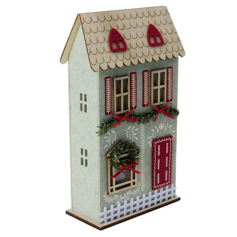 Décoration de Noêl à poser maison lumineuse LED 15,5x7xH26,5cm (2 modèles)