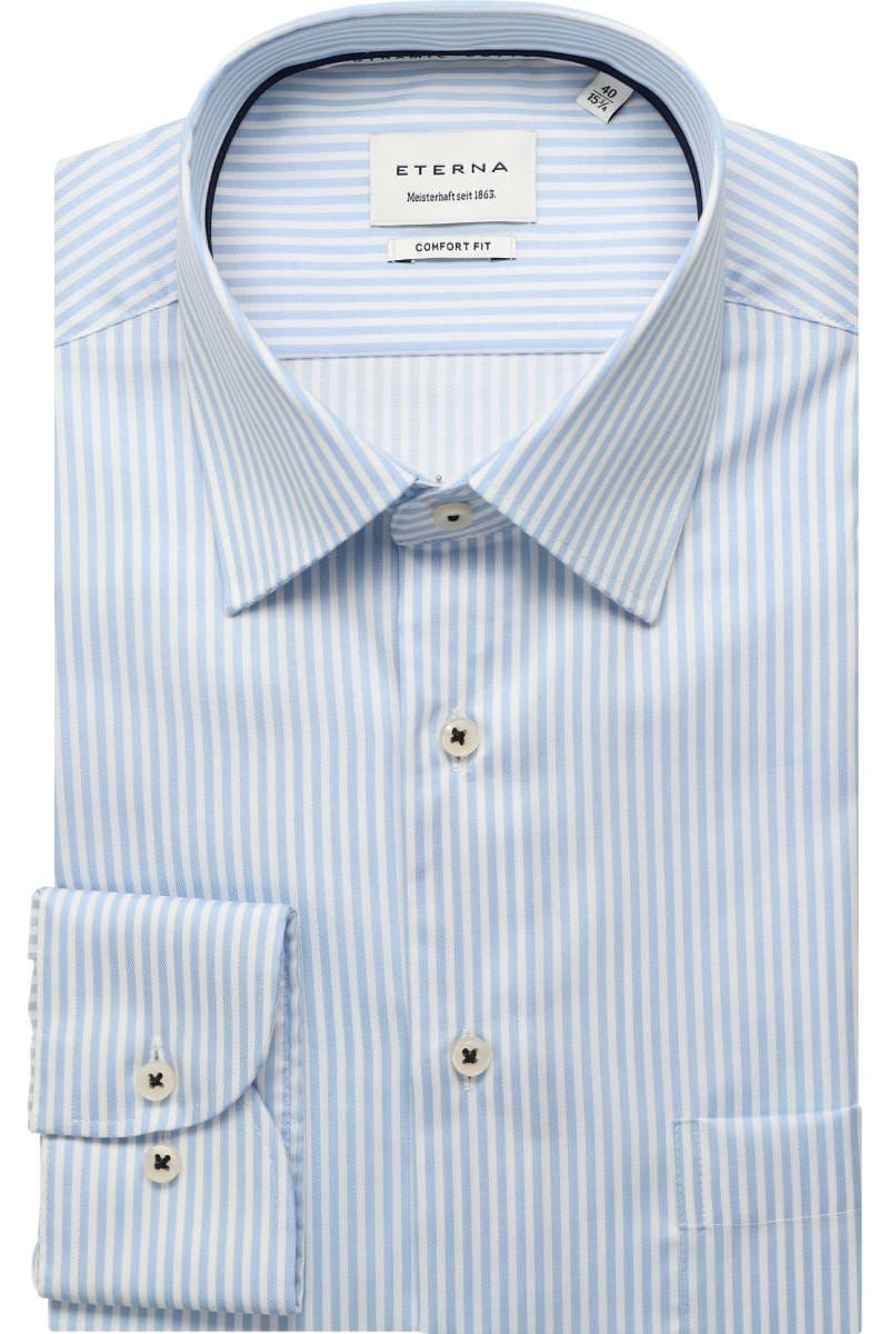 ETERNA Comfort Fit Hemd mittelblau, Gestreift (super langer Arm)
