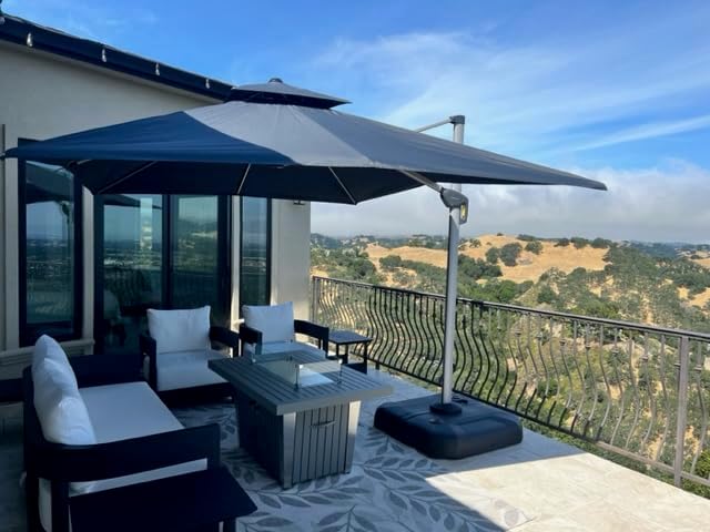 PURPLE LEAF 10ft Patio Umbrella Outdoor Square Umbrella Large Cantilever Umbrella Windproof Offset Heavy Duty Sun for Garden Deck Pool Patio, Navy Blue