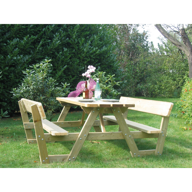 Table de jardin pique-nique avec dossier 180 x 197 x 74 cm SOLID