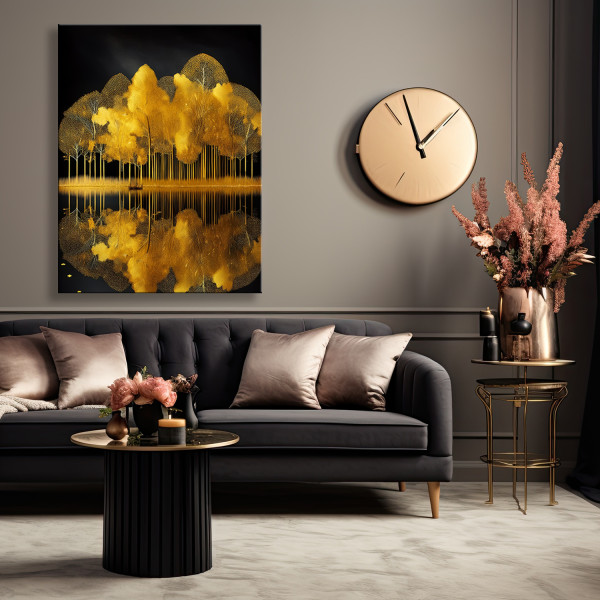 Feeby Obraz na płótnie, Złote Drzewa Glamour Pejzaż 40x60