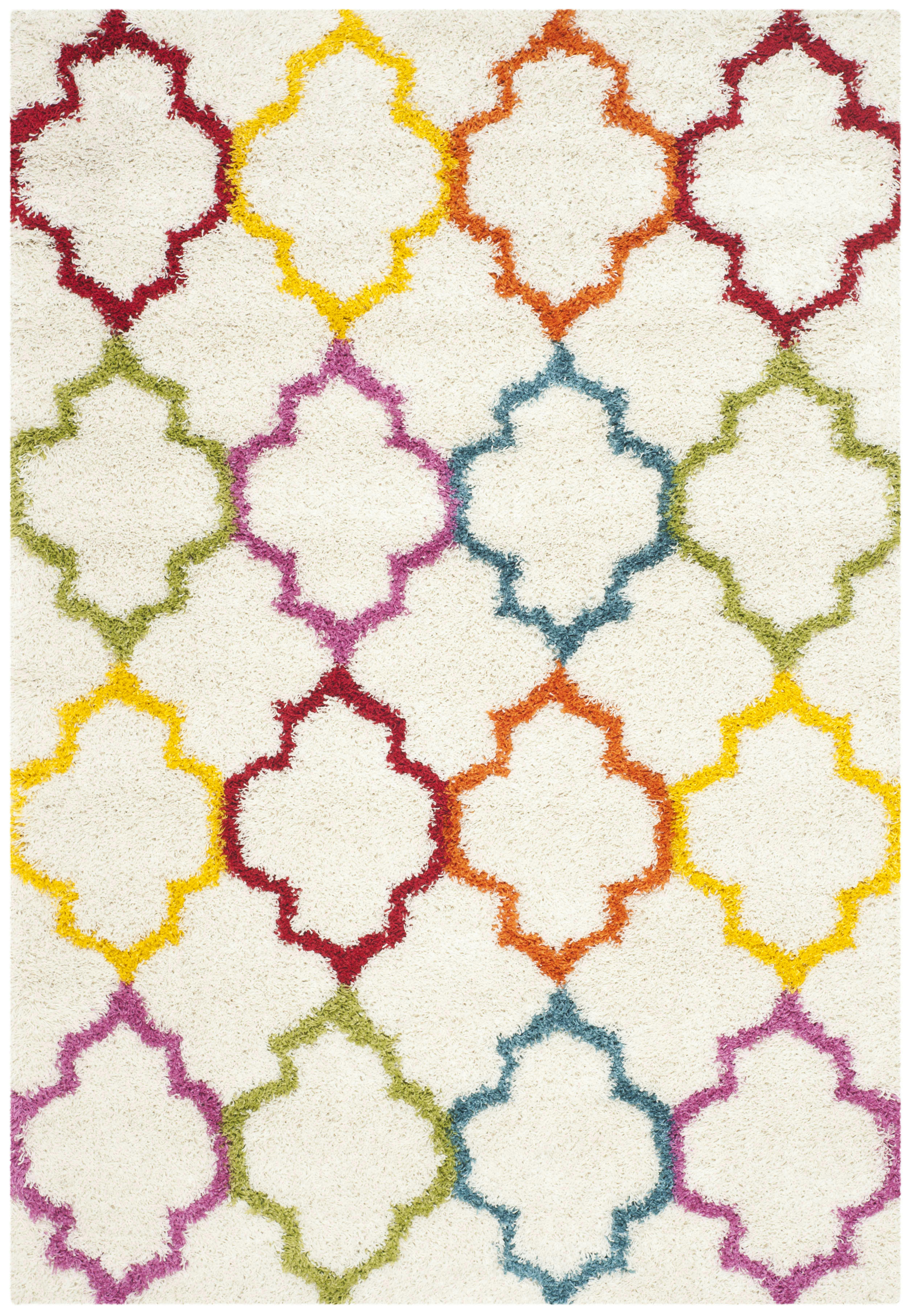 KIDS SHAG - Tapis de salon interieur en ivoire & multi, 91 x 152 cm