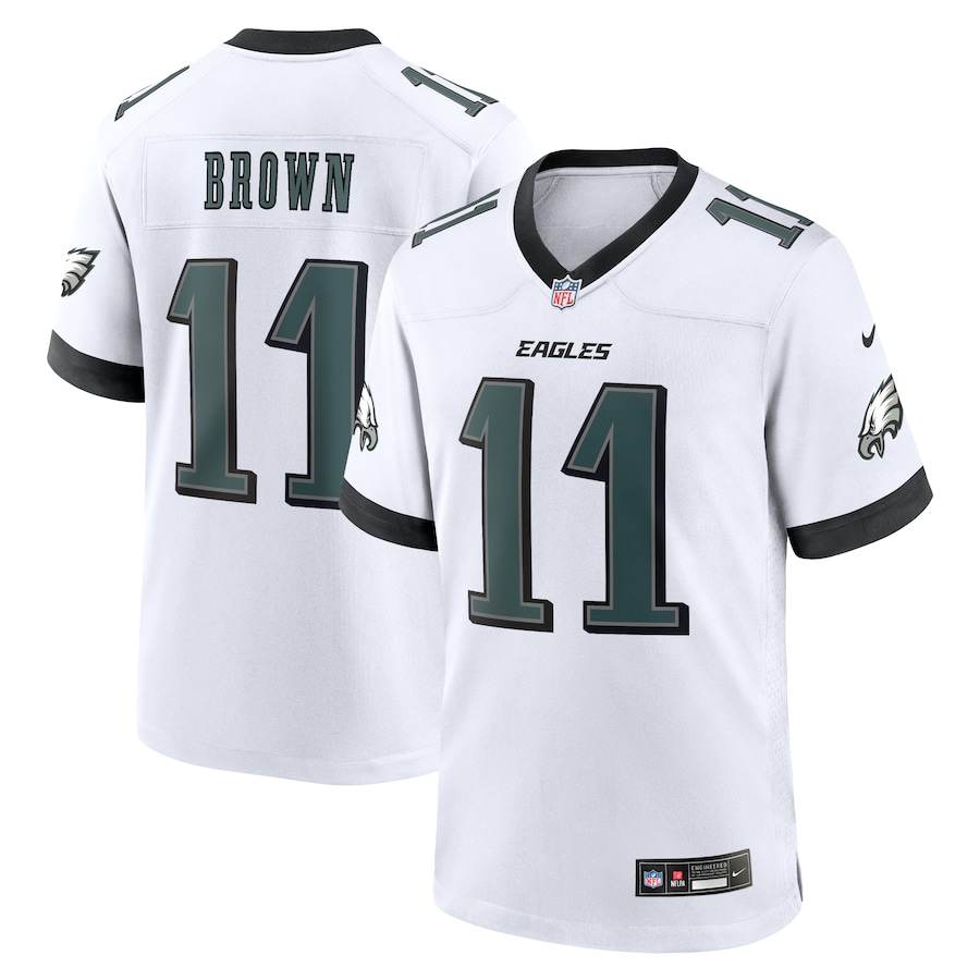 A.J. Brown Philadelphia Eagles Nike Game Jersey - White/Black/Green