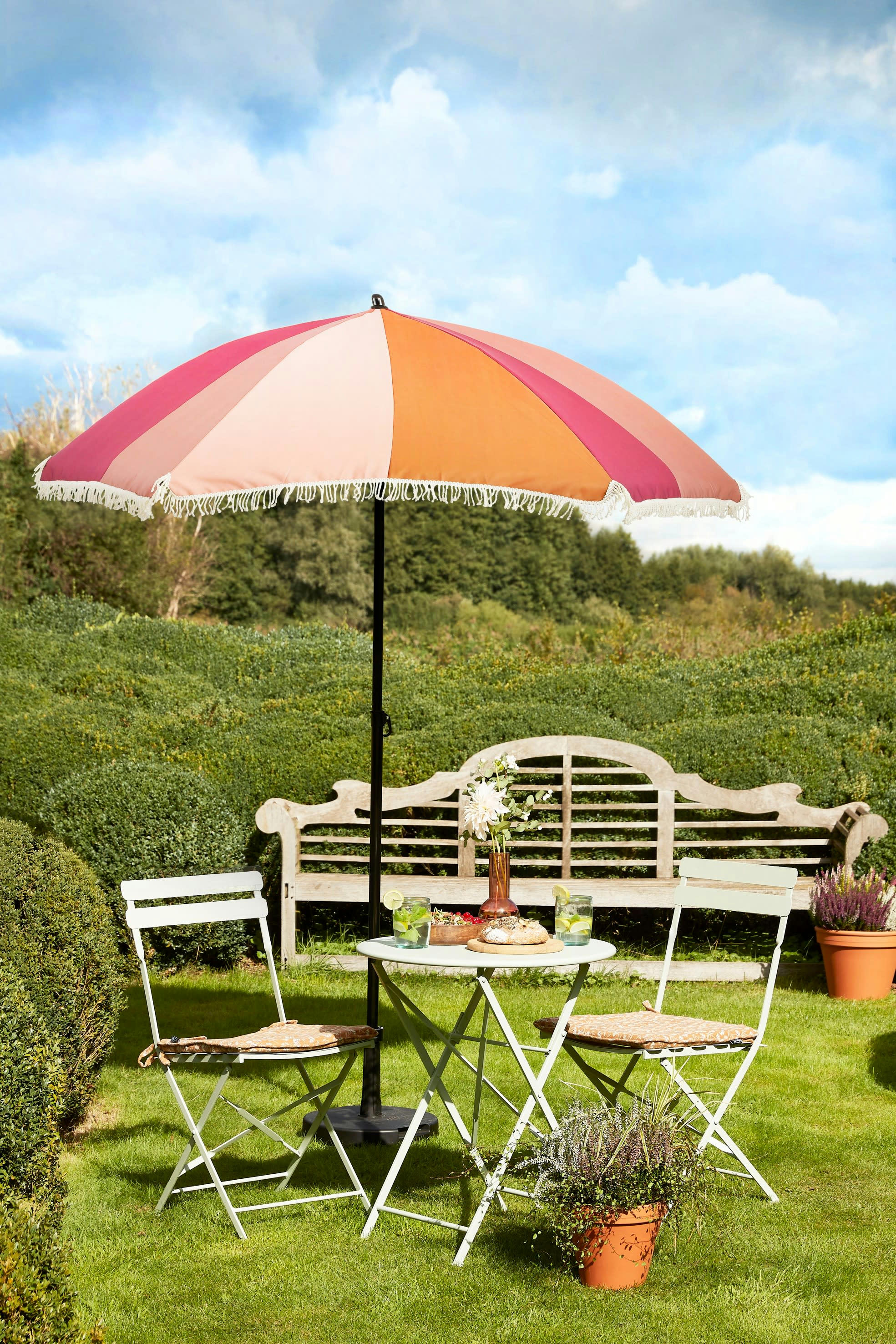 - Parasol rayé rose D220