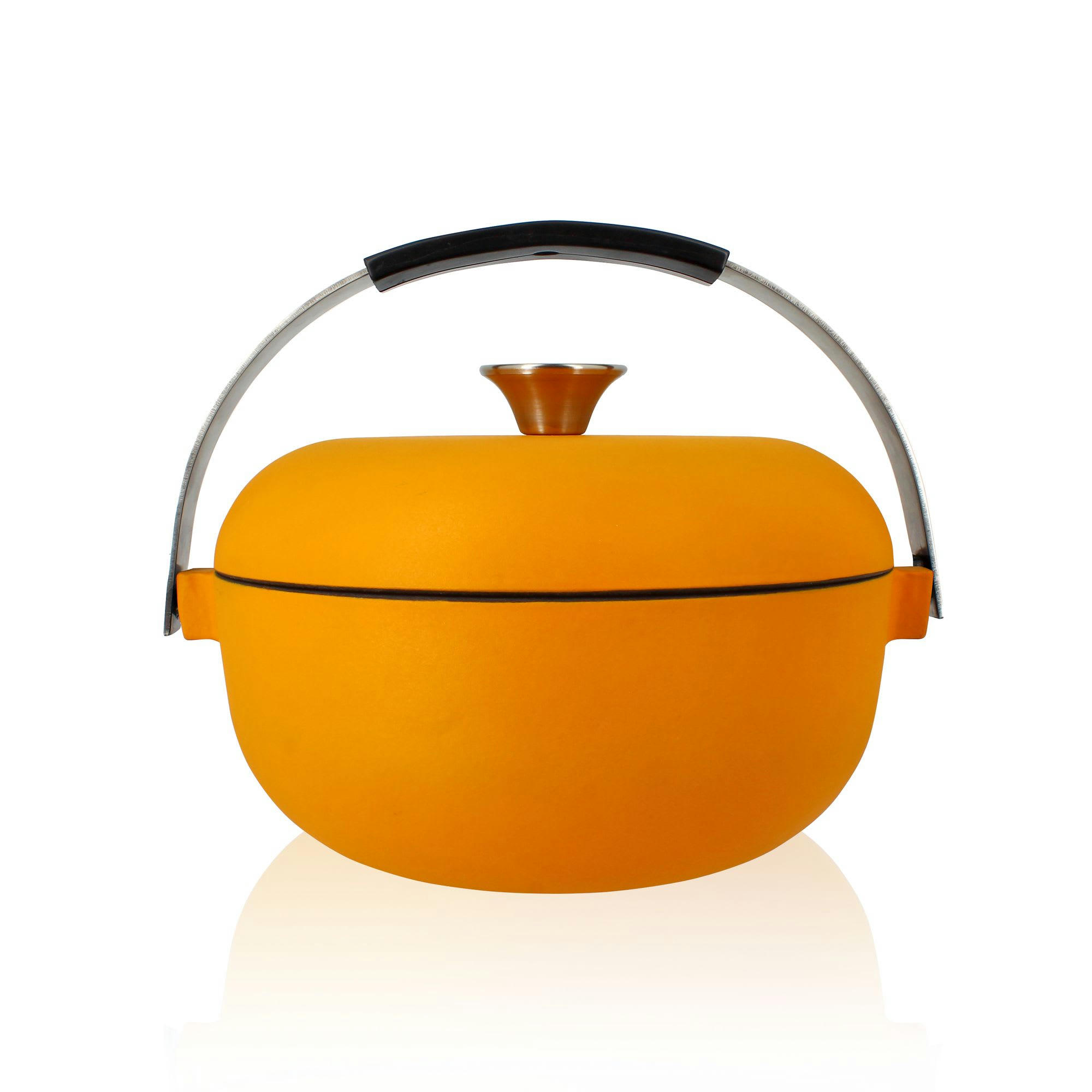 OLAF - Cocotte en fonte jaune Ø24cm avec anse en acier inoxydable