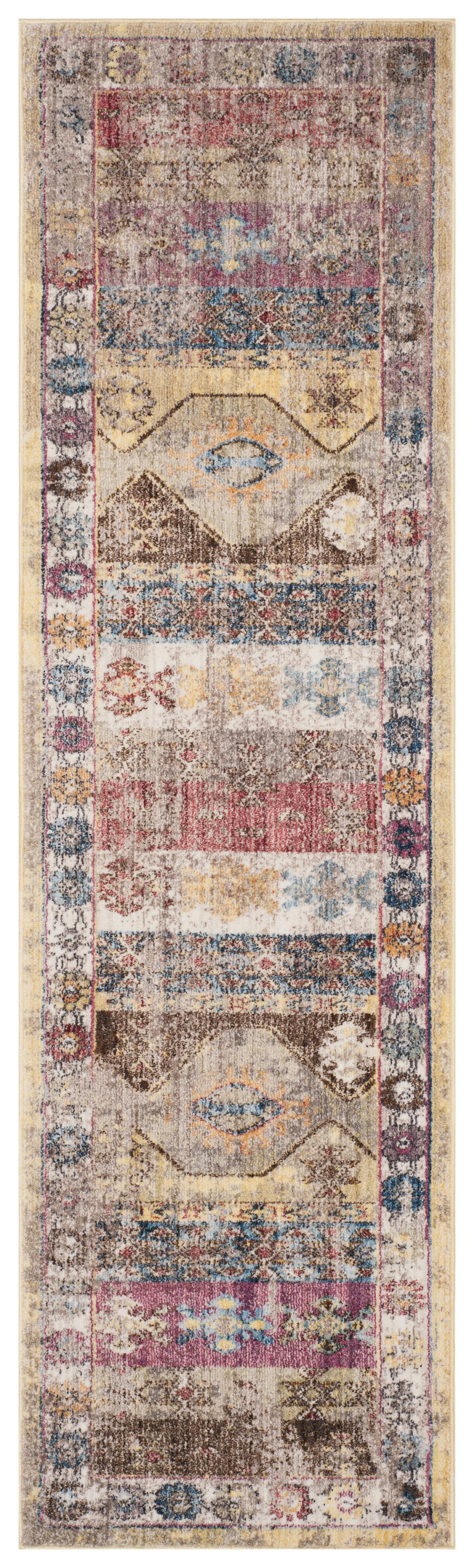 BRISTOL - Tapis de salon interieur en rose & multi, 69 x 244 cm