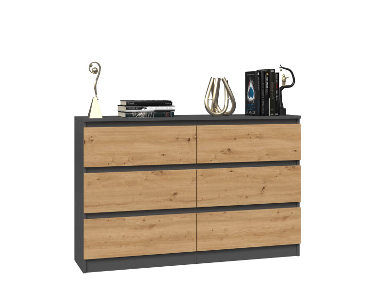 Komoda Malwa M6 120 - antracyt / dąb artisan