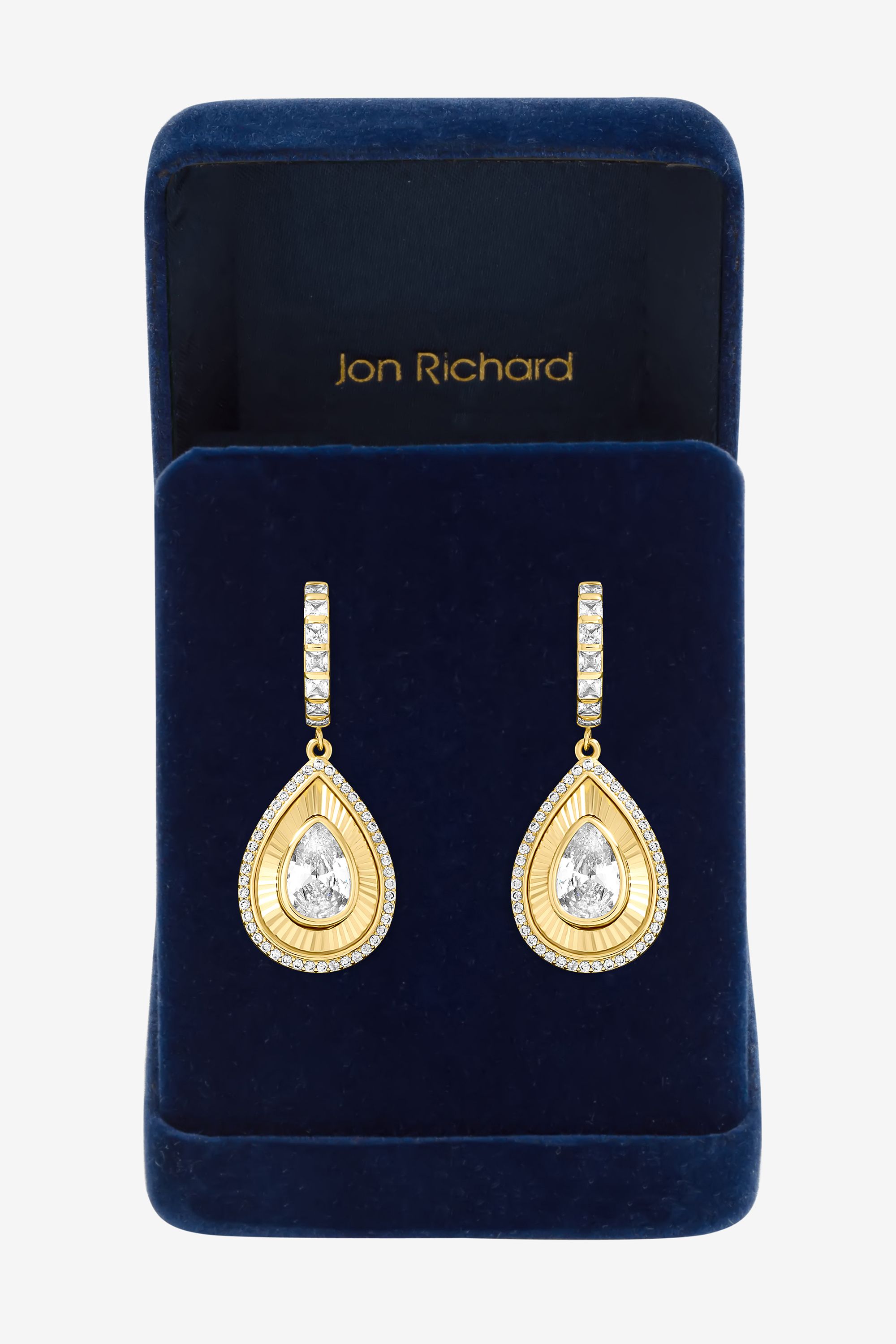 Jon Richard Gold Plated and Diamond Cut Peardrop Earrings