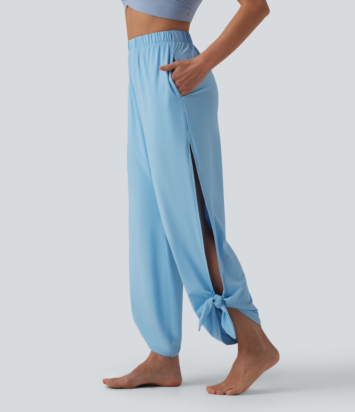 Jogging de yoga taille haute effet frais InstantCool liens sur les côtés avec poches, protection solaire UPF50