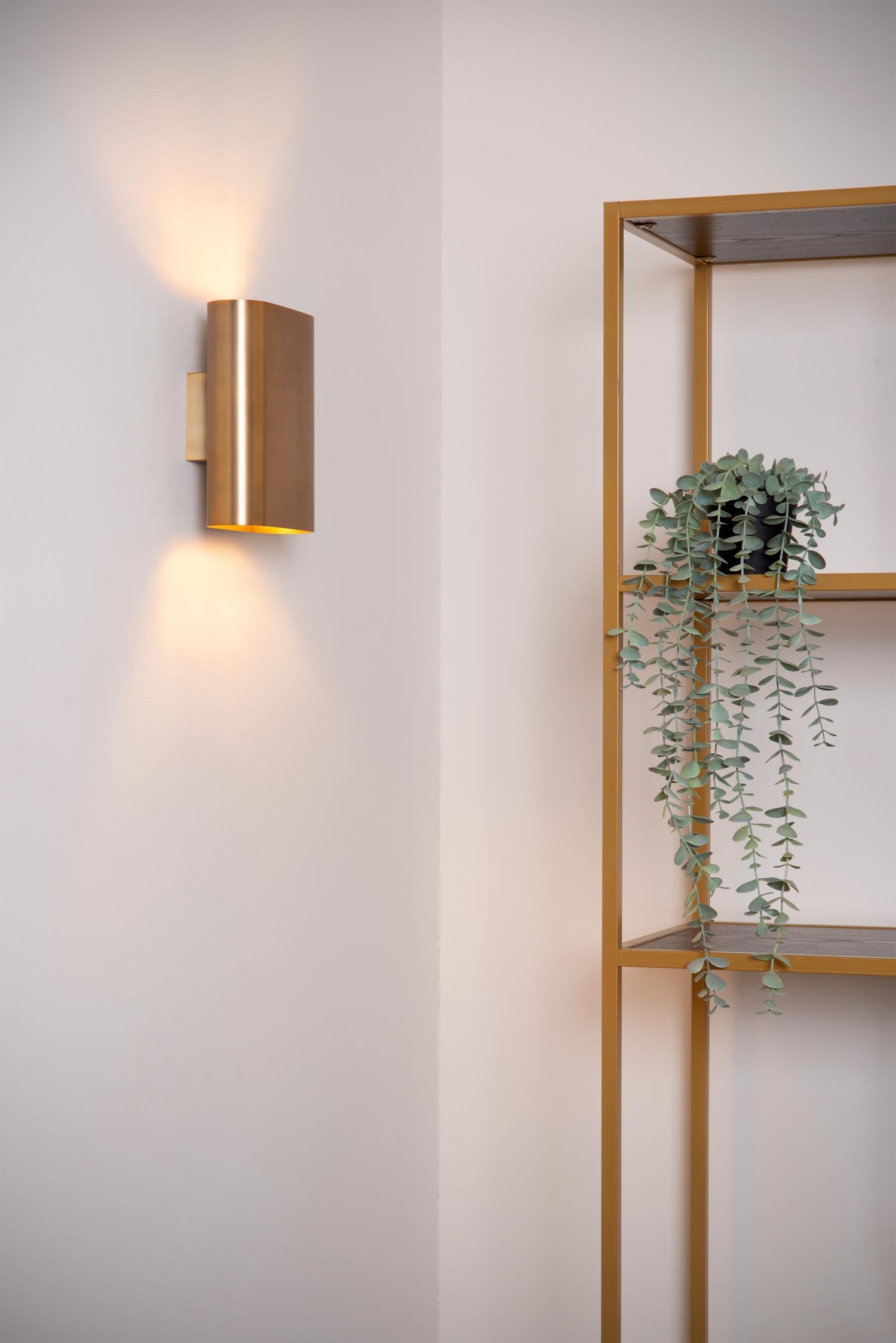 Lucide wandlamp OVALIS - 2xE14 - Mat Goud / Messing