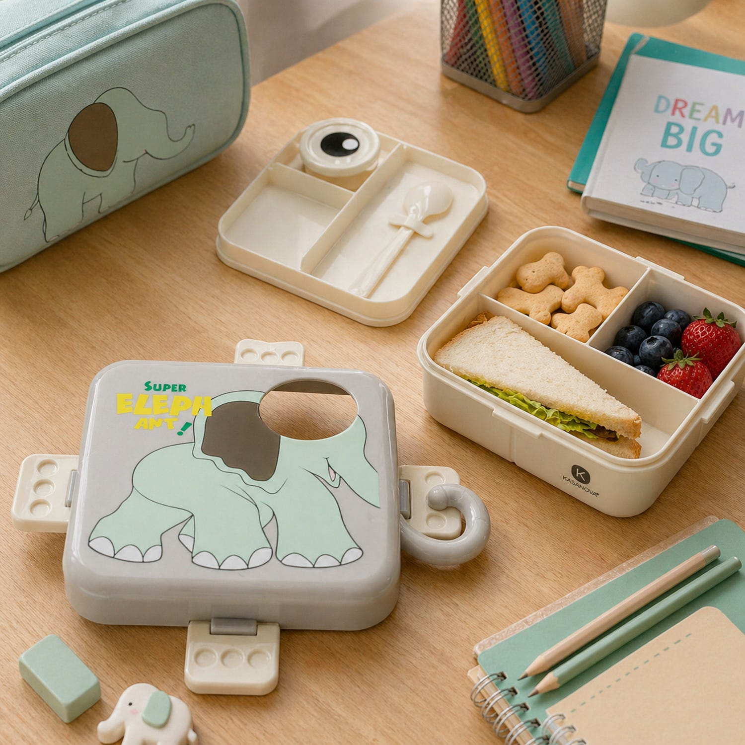 Porta pranzo per bambini Elefante con posata