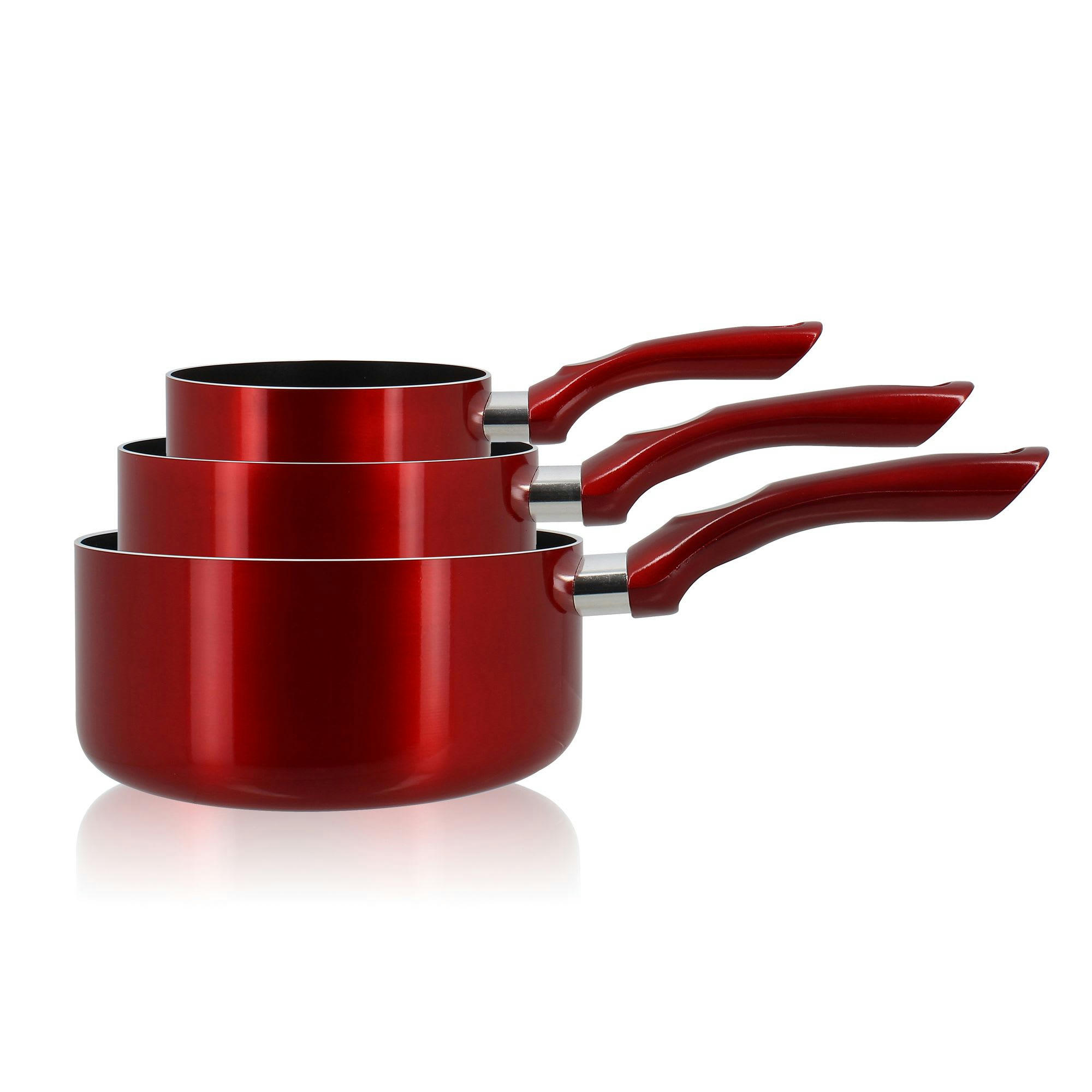 CERISE - Set de 3 casseroles en aluminium rouge - compatible induction