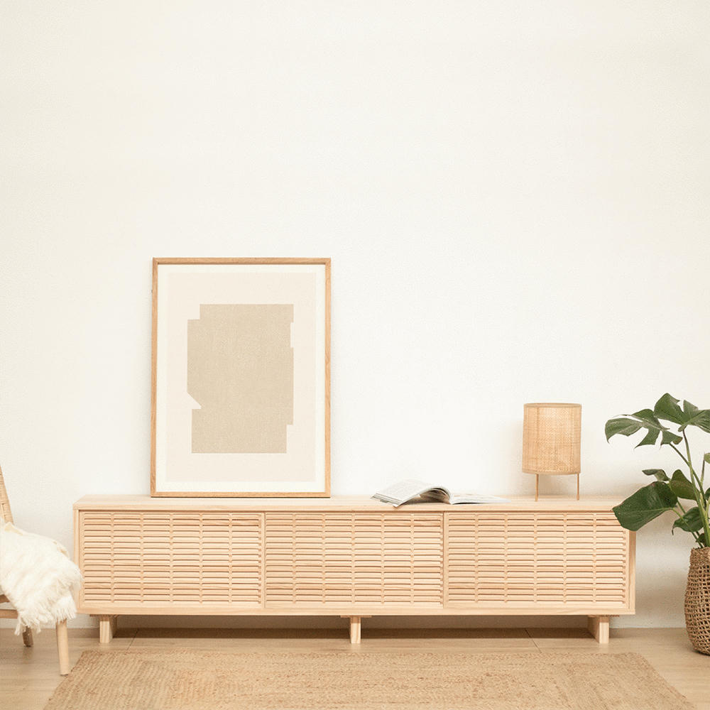 MITJANA - Meuble TV en bois de pin massif naturel - 180 cm